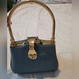 Elegant Blue and Gold Women's Handbag